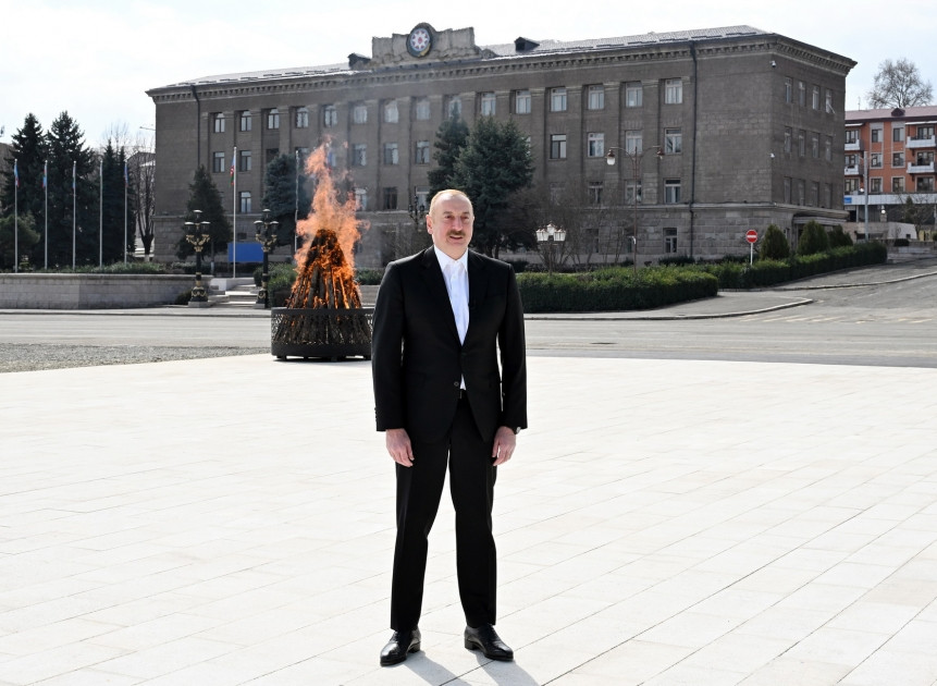 194418-0351323.jpg + President Ilham Aliyev lit Novruz bonfire in Khankendi, congratulated Azerbaijani people on holiday News about - President Ilham Aliyev lit Novruz bonfire in Khankendi, congratulated Azerbaijani people on holiday