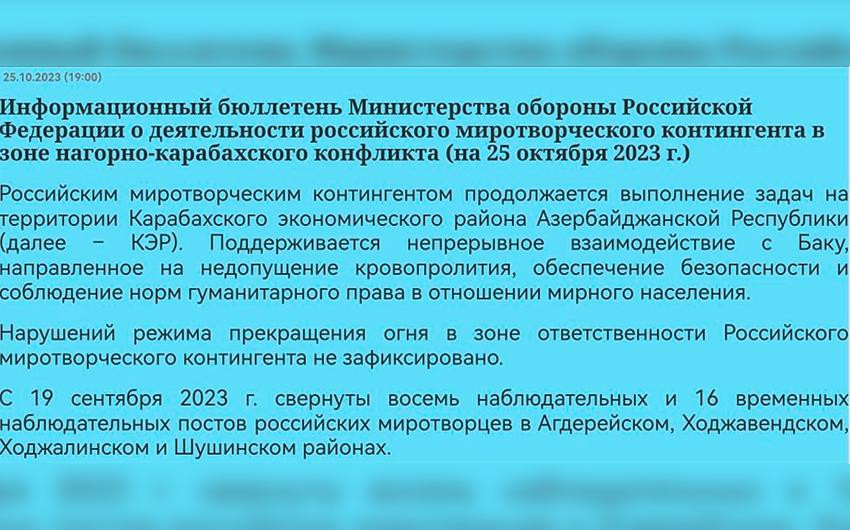 News about - Russian Defense Ministry in its bulletins replaces names of toponyms in Azerbaijan’s Karabakh with their historical names
