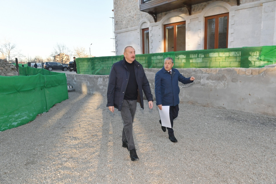 News about - President Ilham Aliyev examines construction progress of first residential complex consisting of 23 buildings in Shusha