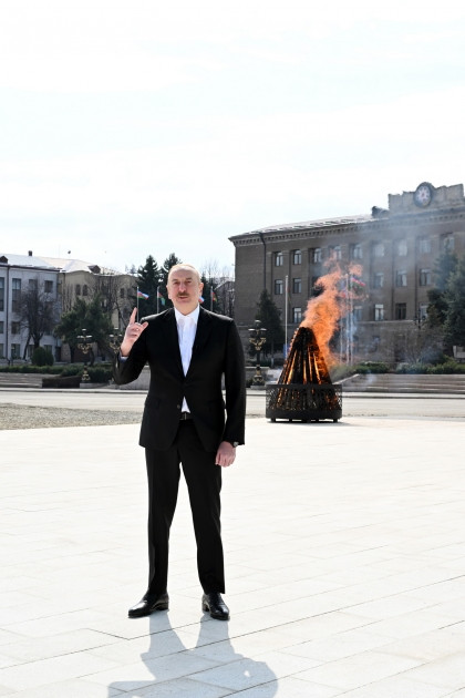 194418-0351323.jpg + President Ilham Aliyev lit Novruz bonfire in Khankendi, congratulated Azerbaijani people on holiday News about - President Ilham Aliyev lit Novruz bonfire in Khankendi, congratulated Azerbaijani people on holiday