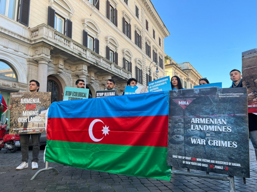 News about - Azerbaijanis hold rally in Rome in protest against Armenia’s landmine terror 