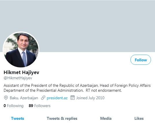 News about - Twitter restores account of Azerbaijani presidential aide