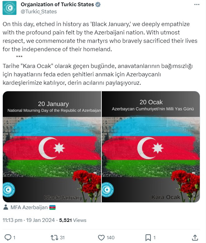 News about - Organization of Turkic States commemorates ‘Black January’ martyrs