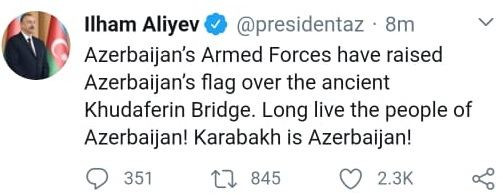 153502-0660118.jpg + Azerbaijan’s flag hoisted over ancient Khudaferin Bridge (VIDEO) News about - Azerbaijan’s flag hoisted over ancient Khudaferin Bridge (VIDEO)