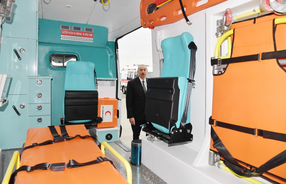 News about - President Ilham Aliyev and first lady Mehriban Aliyeva view new ambulances delivered to Azerbaijan (UPDATED)