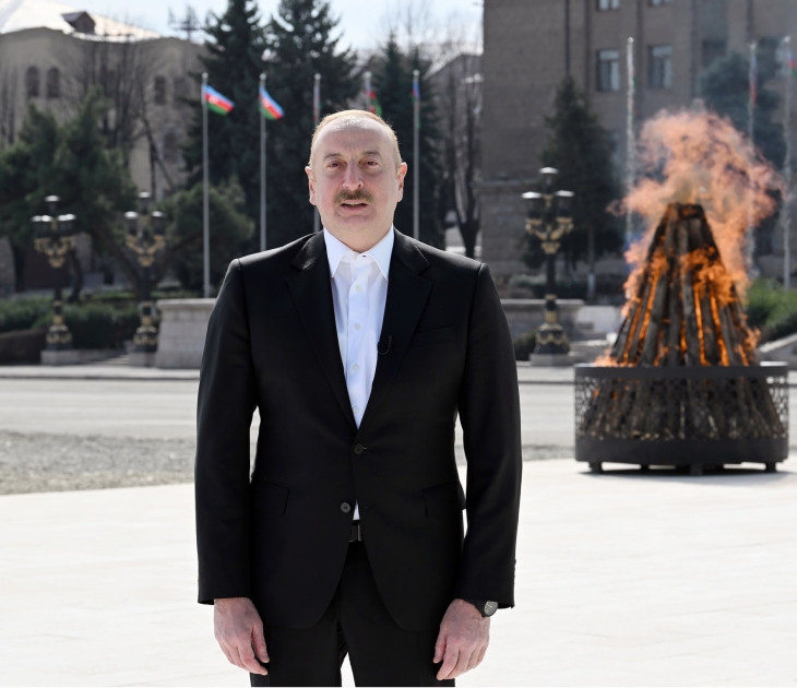 194418-0351323.jpg + President Ilham Aliyev lit Novruz bonfire in Khankendi, congratulated Azerbaijani people on holiday News about - President Ilham Aliyev lit Novruz bonfire in Khankendi, congratulated Azerbaijani people on holiday