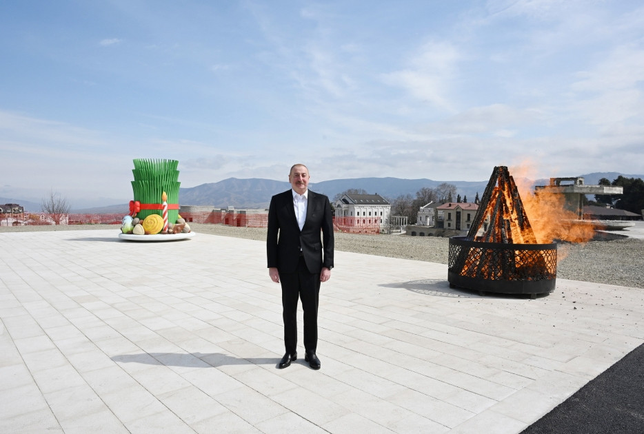 194418-0351323.jpg + President Ilham Aliyev lit Novruz bonfire in Khankendi, congratulated Azerbaijani people on holiday News about - President Ilham Aliyev lit Novruz bonfire in Khankendi, congratulated Azerbaijani people on holiday