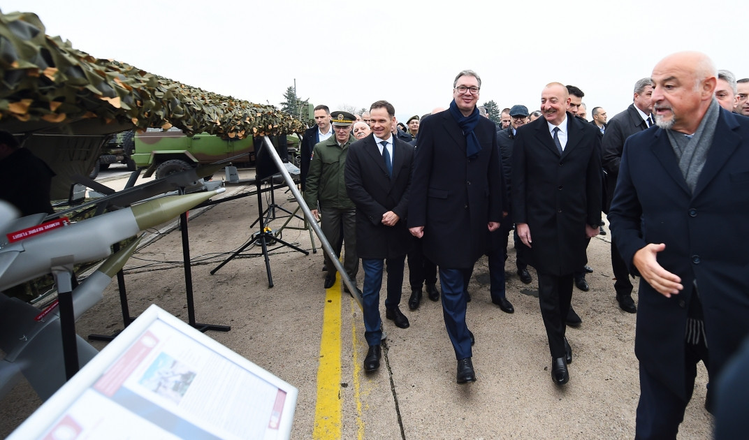 191378-0116617.jpg + Presidents Ilham Aliyev and Aleksandar Vučić view military equipment News about - Presidents Ilham Aliyev and Aleksandar Vučić view military equipment