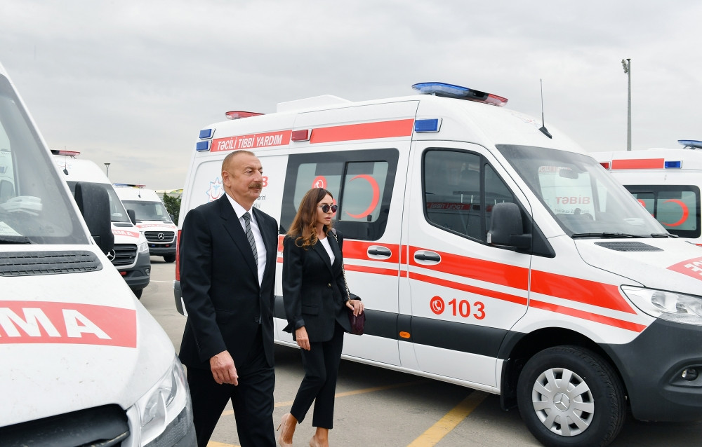 News about - President Ilham Aliyev and first lady Mehriban Aliyeva view new ambulances delivered to Azerbaijan (UPDATED)