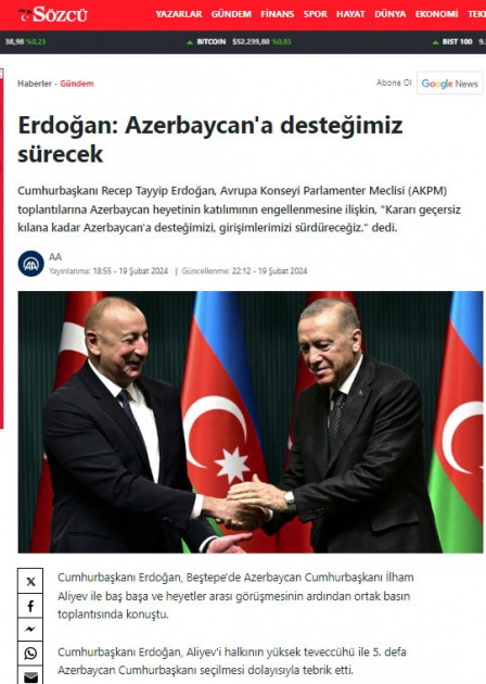 News about - Azerbaijani president’s official visit to Türkiye in spotlight of Turkish media