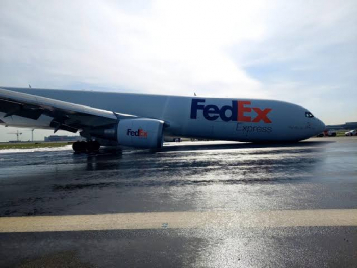 FedEx cargo plane lands on its nose at Istanbul Airport after landing gear fails