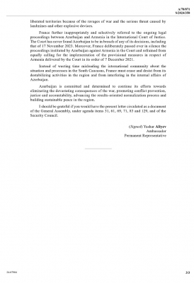 News about - Azerbaijan's UN envoy rejects French allegations on Baku-Yerevan ties 