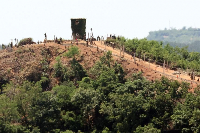 North Korea building walls along border with South