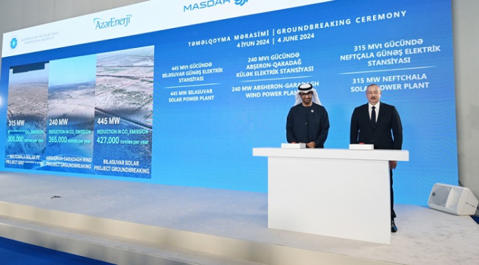 Azerbaijan, UAE lay foundation stones for solar and wind power plants 