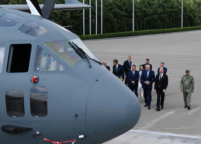 News about - President Aliyev presented with military transport aircraft produced by Italian company 