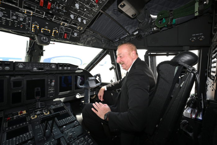 News about - President Aliyev presented with military transport aircraft produced by Italian company 