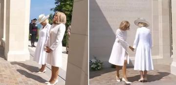 Queen Camilla tries to avoid holding hands with Brigitte Macron at D-Day memorial – VIDEO