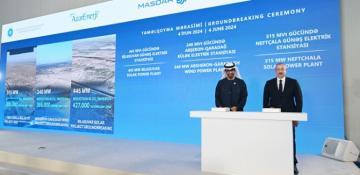 Azerbaijan, UAE lay foundation stones for solar and wind power plants 