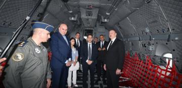 President Aliyev presented with military transport aircraft produced by Italian company 