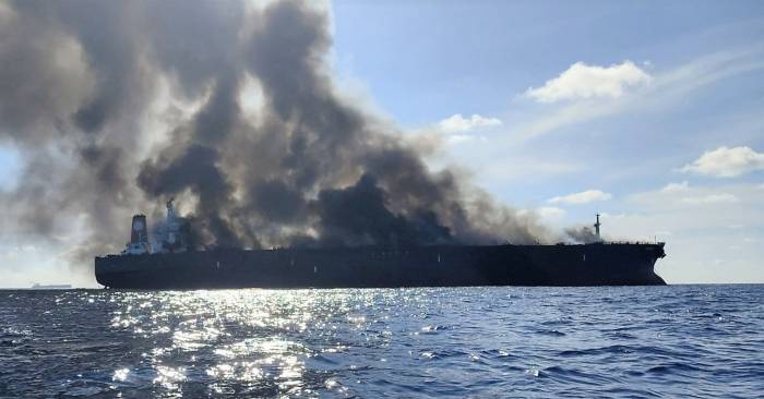 Two oil tankers catch fire east of Singapore 