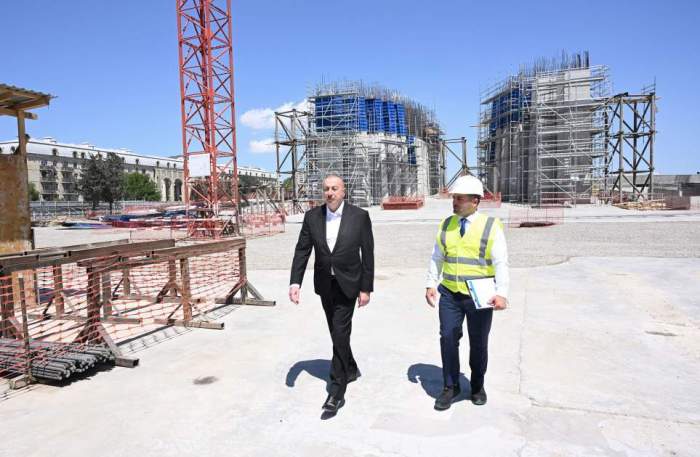 Azerbaijani president inspects progress of Victory Park construction in Baku