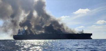 Two oil tankers catch fire east of Singapore 
