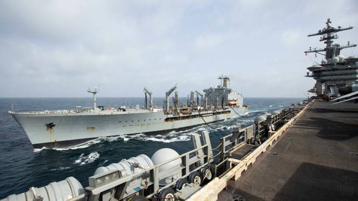 US Navy supply tanker damaged in wreck in Middle East 