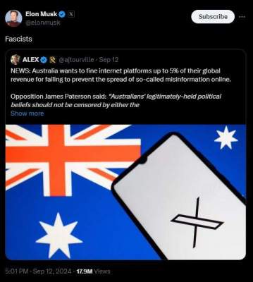 News about - Elon Musk outraged by Australia's proposed Misinformation Law 