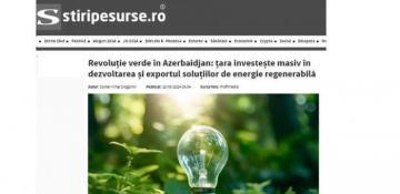 Azerbaijan’s green energy development in spotlight of Romanian media 