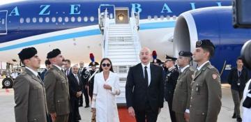 President Ilham Aliyev lands in Italy for official visit 