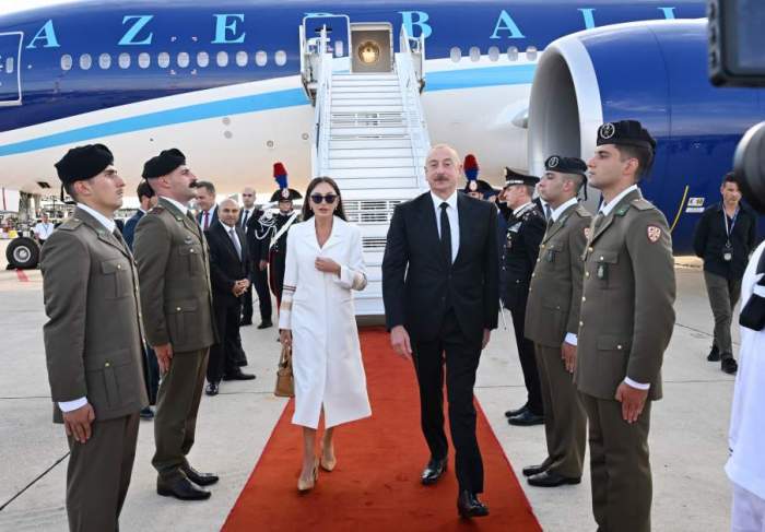 President Ilham Aliyev lands in Italy for official visit 