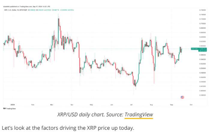 2024/09/1726644669.jpg + XRP price rises in line with crypto market News about - XRP price rises in line with crypto market