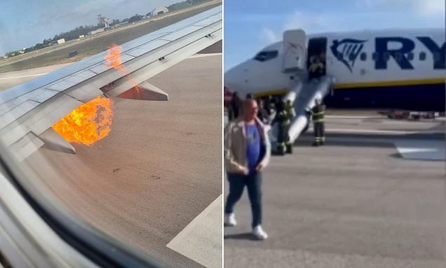 Ryanair flight evacuated after engine fire at Brindisi airport -  VIDEO 
