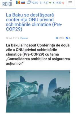News about - Baku-hosted Pre-COP29 conference highlighted in Moldovan news portal 