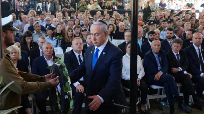 Israeli PM Netanyahu heckled by bereaved relatives at Oct. 7 memorial ceremony 