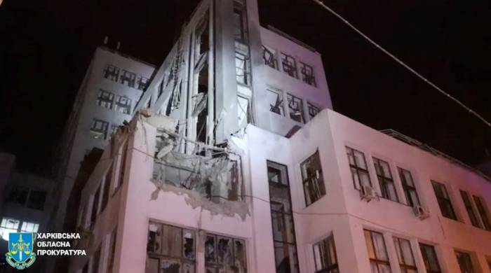 Russia bomb attack shatters historic building in Ukraine's Kharkiv 