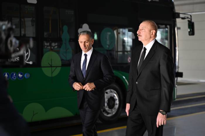 News about - Azerbaijan's president reviews operations of Zigh Electric Bus Depot