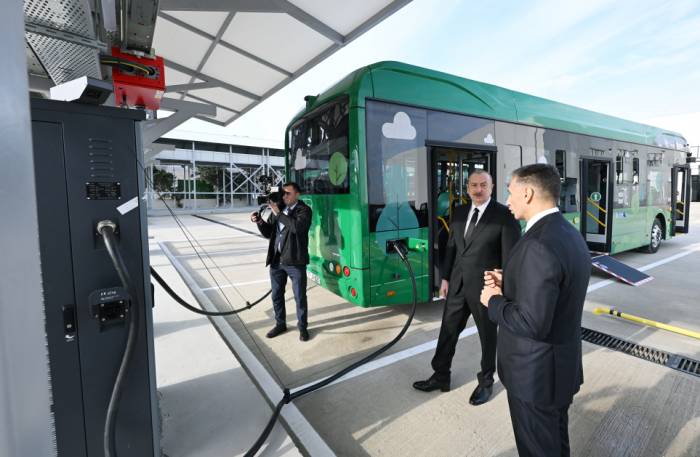 News about - Azerbaijan's president reviews operations of Zigh Electric Bus Depot