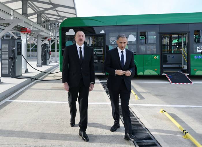News about - Azerbaijan's president reviews operations of Zigh Electric Bus Depot
