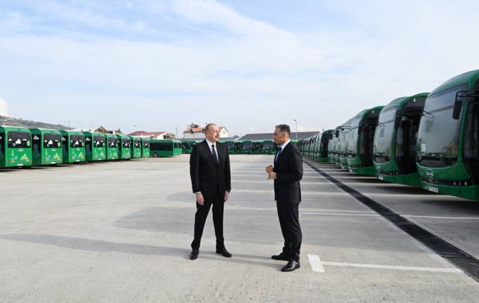 News about - Azerbaijan's president reviews operations of Zigh Electric Bus Depot