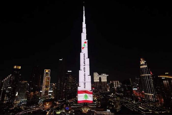 Burj Khalifa displays Lebanese flag for 'UAE Stands with Lebanon' initiative 