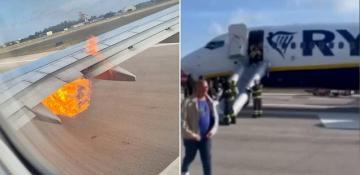 Ryanair flight evacuated after engine fire at Brindisi airport -  VIDEO 