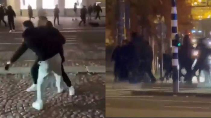 Israeli soccer fans attacked in Amsterdam -  VIDEO 