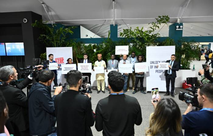 Reps from colonial territories hold protest at COP29 against violations of indigenous peoples' rights