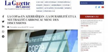 French La Gazette du Caucase highlights Azerbaijan's impact on global climate initiatives