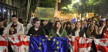 Georgia’s opposition stages a march challenging the results of the parliamentary elections