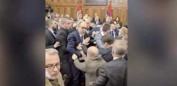 Physical altercation breaks out in Serbian parliament 