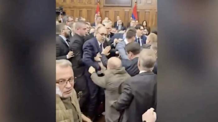 Physical altercation breaks out in Serbian parliament 