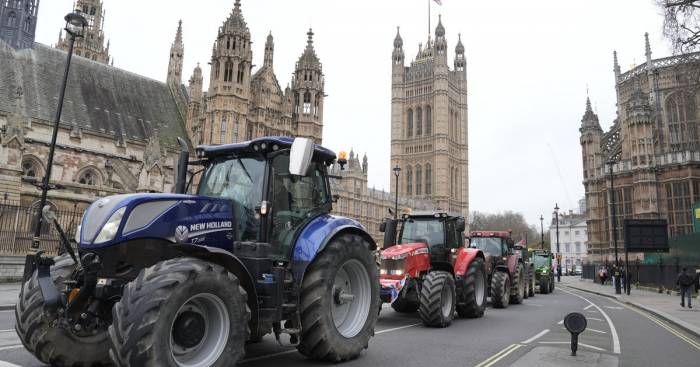 Hundreds of tractors block London streets in protest against government’s inheritance tax