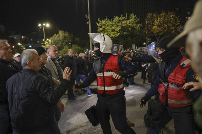 Albanian opposition activists protest in Tirana, calling for government to step down 